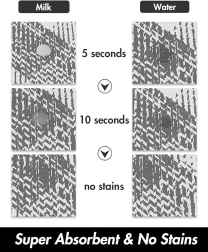 PADOOR- Dog Food Mat- Absorbent Pet Food Mat- Dog Bowl Mat Bone Shaped- Quick Dry Dog Feeding Mat 12"x19", Blackwhite