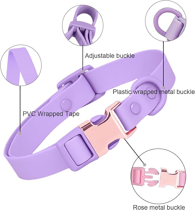 Waterproof Dog Collar with Safety Metal Buckle