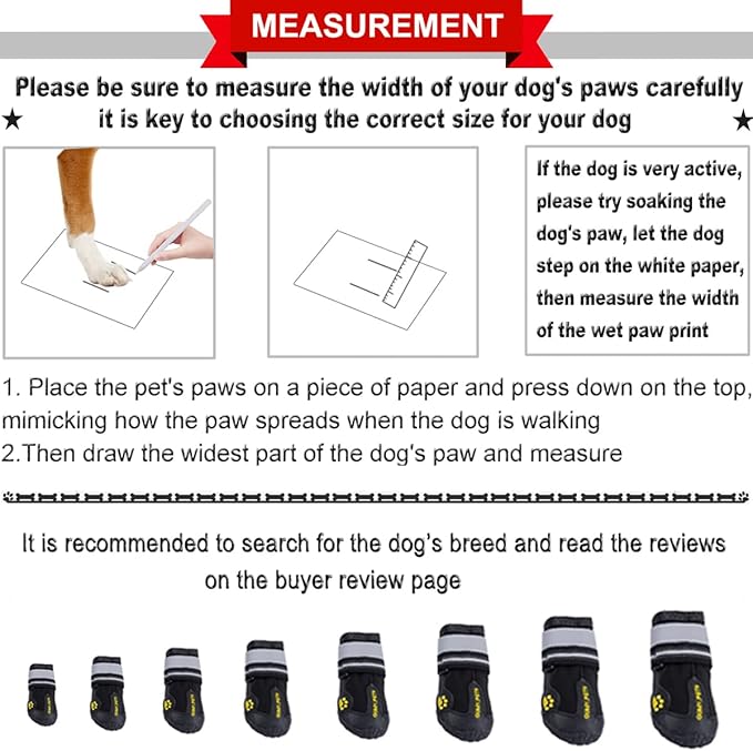 QUMY Dog Shoes for Large Dogs, Medium Dog Boots & Paw Protectors for Winter Snowy Day, Summer Hot Pavement, Waterproof in Rainy Weather, Outdoor Walking, Indoor Hardfloors Anti Slip Sole Black Size 7