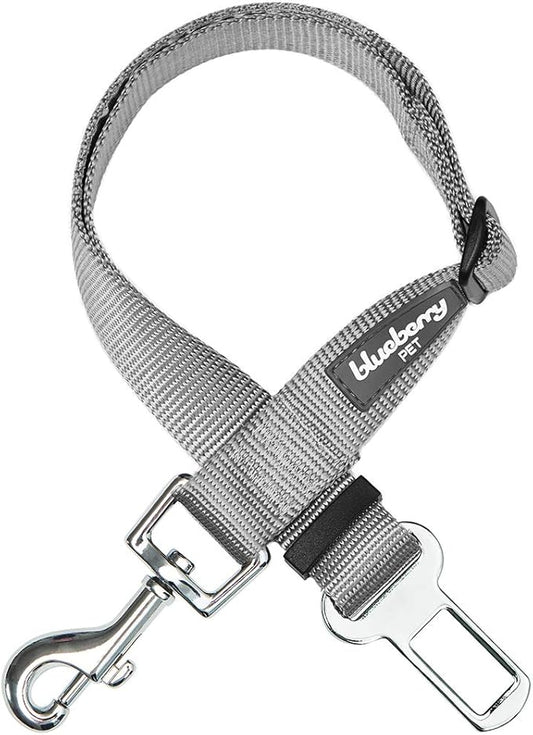 Blueberry Pet Essentials Classic Dog Seat Belt Tether for Dogs Cats, Flint Gray, Durable Safety Car Vehicle Seatbelts Leads Use with Harness