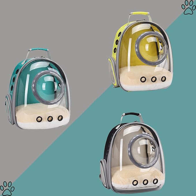 Bubble Cat Carrier Backpack Transparent Pet Carrier Backpack for Small Puppy and Bunny (Yellow, Backpack)