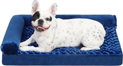 Orthopedic Dog Bed Deluxe Plush L-Shaped Dog Couch Beds with Waterproof Lining Bolster Dog Sleeping Sofa with Removable Washable Cover & Nonskid Bottom Pet Bed for Medium Large Jumbo Dogs 30 x 20 Inch