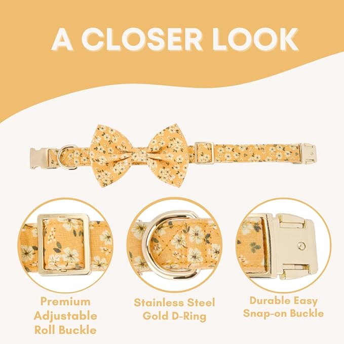 Adjustable Pet Bow Tie and Dog Collar for Small Medium Large Dogs