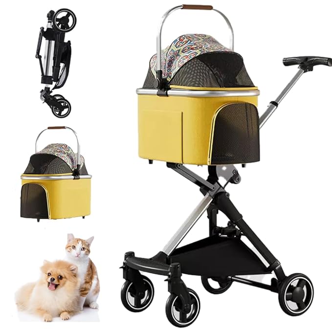 3 in 1 Pet Stroller Cats Dogs Folding Cat Stroller Detachable Carrier 33lb Max 4 Wheels