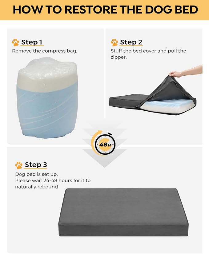 Veehoo Memory Foam Dog Bed for Large Dogs-Orthopedic Dog Bed with Removable Washable Cover