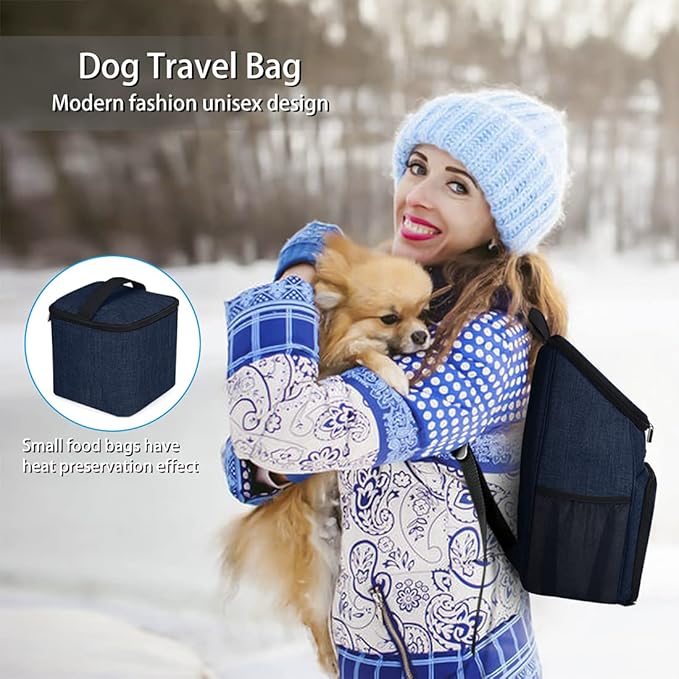 BAGLHER丨Dog Travel Bag, Airline Approved Pet Supplies Backpack, Dog Travel Backpack with 2 Silicone Collapsible Bowls and 2 Food Baskets