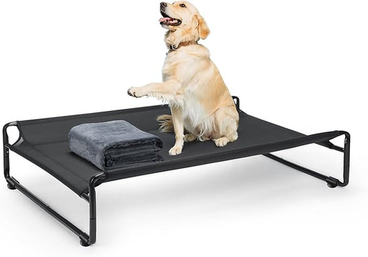 Veehoo Large Elevated Dog Bed with Flannel Dog Blanket CWC2201B