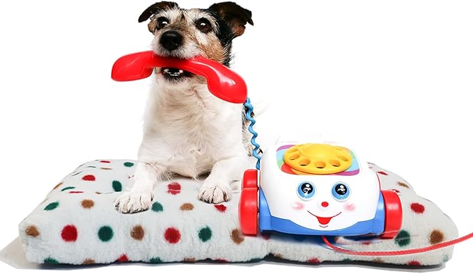 19x30 Dog Crate Bed Soft and Cozy, Perfectly Fits 30 Dog Crate Pad, Non-Slip, Ideal Dog Bed for Medium Crate, White with Colorful Dots