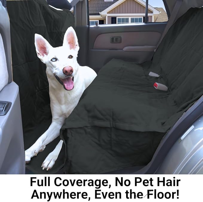 Deluxe Quilted and Padded Dog Pet Car Back Seat Cover with Comforting Fabric 62"x94", BLACK