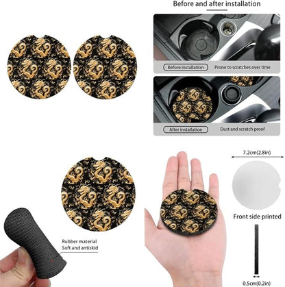 Chinese Yellow Dragons Car Seat Covers Artistic Dragon Seat Belt Strap Cover Folk Arts Seat Belt Strap Cover