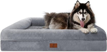 XL Dog Bed, Orthopedic Washable Dog Bed with Removable Cover, Grey Waterproof Extra Large Dog Bed, Dog Beds for Large Sized Dog