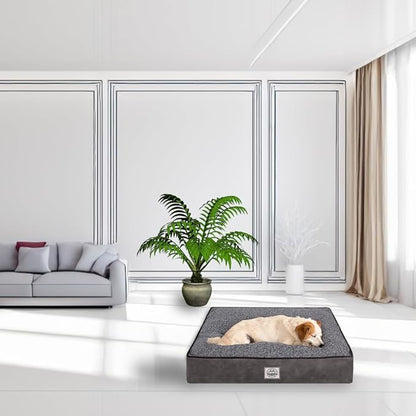 Memory Foam Dog Bed for Extra Large Dogs- Waterproof Dog Bed Mat with Removable Washable Cover