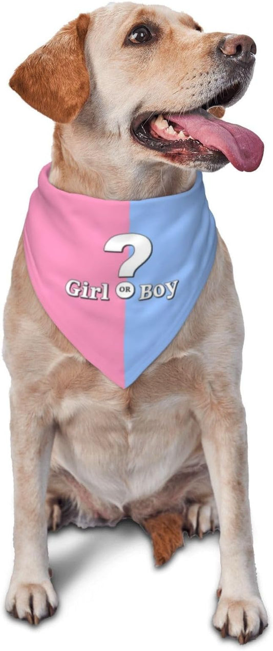 He Or She What Will It Be? Gender Reveal/Baby Announcement Dog Bandana,Pet Neckerchief for Pets Daily Wear Photo Prop Party Supplies (Pink)