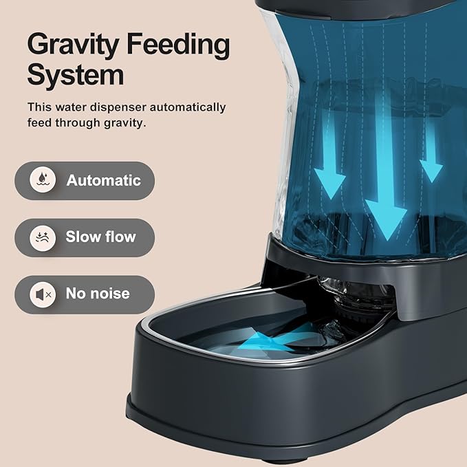 Gardner Pet Automatic Dog Water Dispenser Gravity Stainless Steel Water Waterer & Food Feeder Set, Large Capacity Feeding Bowls for Medium & Large-Sized Dogs Cats Other Pets -(1 Gallon x2)