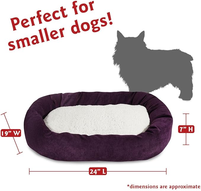 24 inch Aubergine Villa Collection Sherpa Bagel Dog Bed