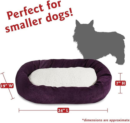 24 inch Aubergine Villa Collection Sherpa Bagel Dog Bed