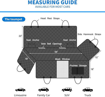 Dog Car Seat Cover for Back Seat 100% Waterproof 600D Oxford