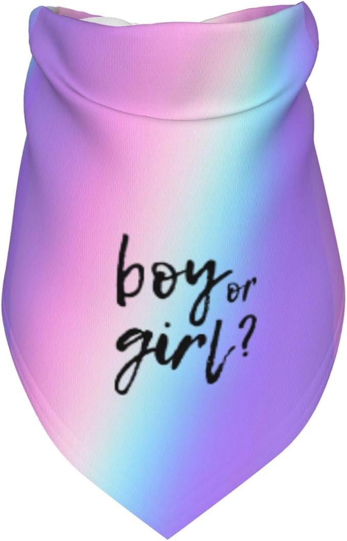 He Or She What Will It Be? Gender Reveal/Baby Announcement Dog Bandana,Pet Neckerchief for Pets Daily Wear Photo Prop Party Supplies (Colorful)