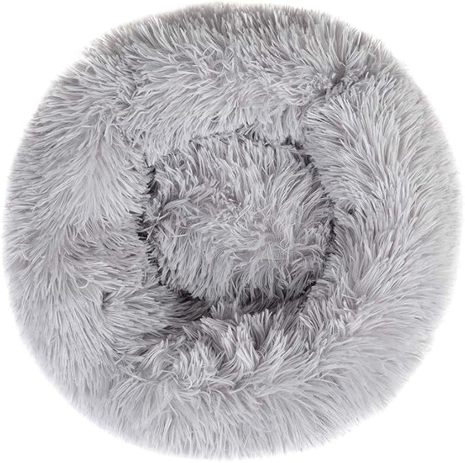 otoez Round Donut Dog Bed for Medium Dogs (27.6", Light