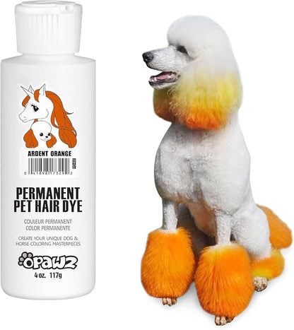 OPAWZ Permanent Dog Hair Dye, Pet Hair Dye Safely Used by Grooming Salons for a Decade, Pet Safe Dye Lasts Over 20 Washes, Bright Color for Dogs and Horses (Ardent Orange)