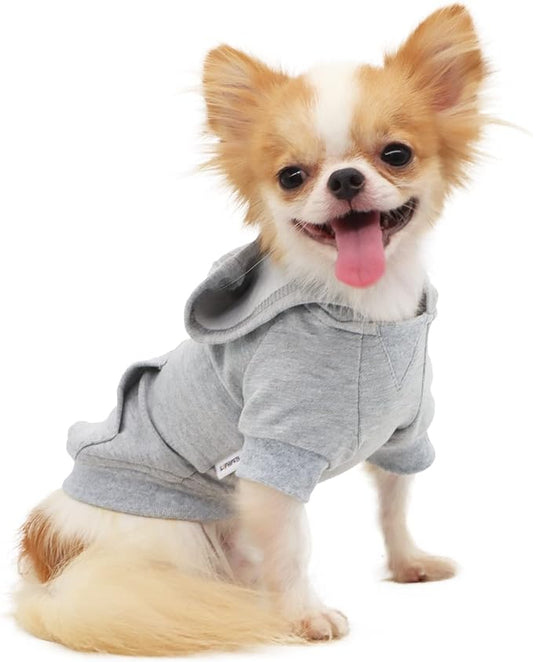 LOPHIPETS Lightweight Cotton Hoodie for Small Dogs – Hooded Sweatshirt for Chihuahuas Puppy and Toy Breeds-Grey/M