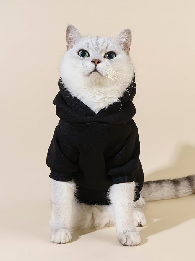 QWINEE Cartoon Bear Print Cat Hoodie Breathable Stretchy