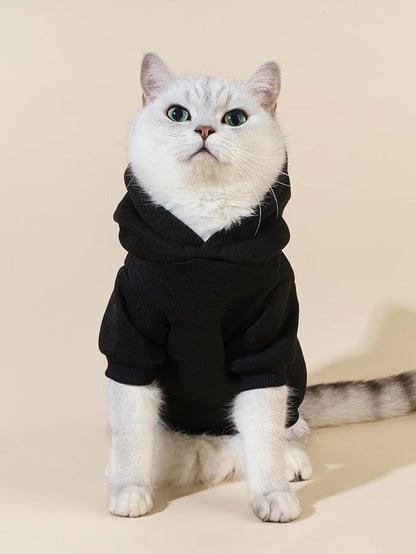 QWINEE Cartoon Bear Print Cat Hoodie Breathable Stretchy