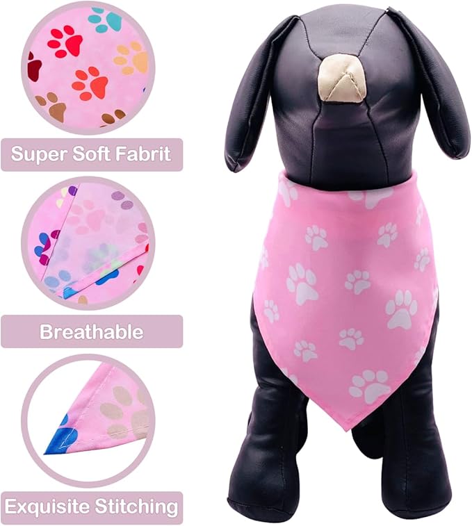 PET SHOW 50Pcs Paw Pattern Dog Bandanas Bulk