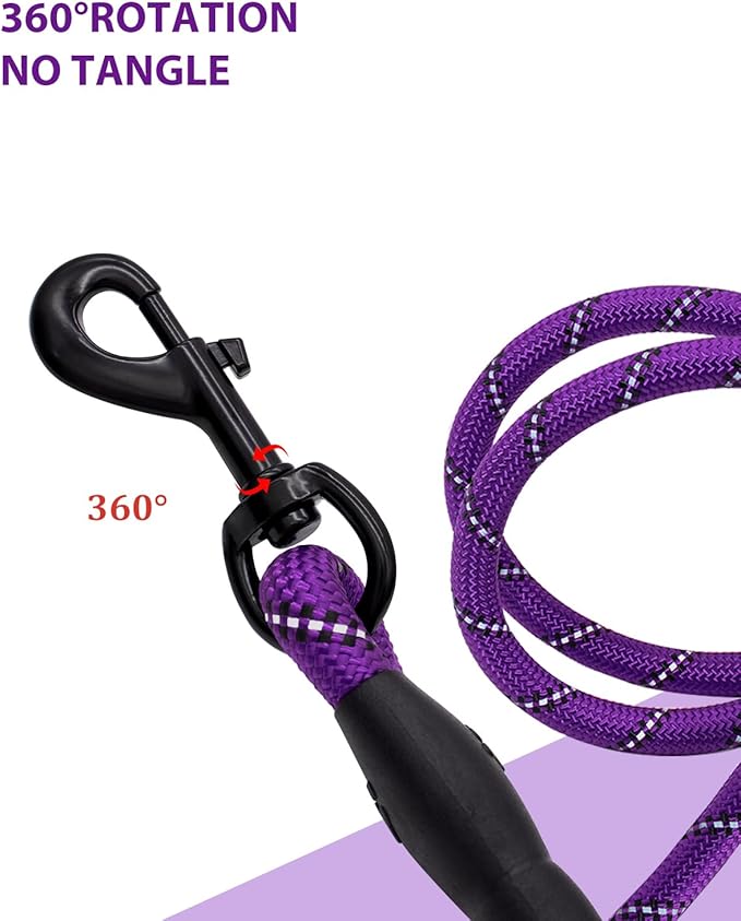 Dog Leash Heavy Duty 4/5/6FT Reflective 5'*1/2'', Purple