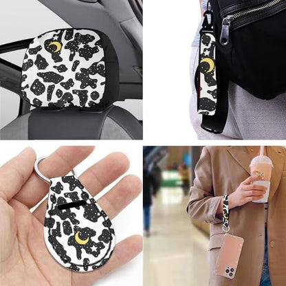 Polka Dot Moon Stars Car Seat Covers Set for Women Men Seat Belt Strap Cover