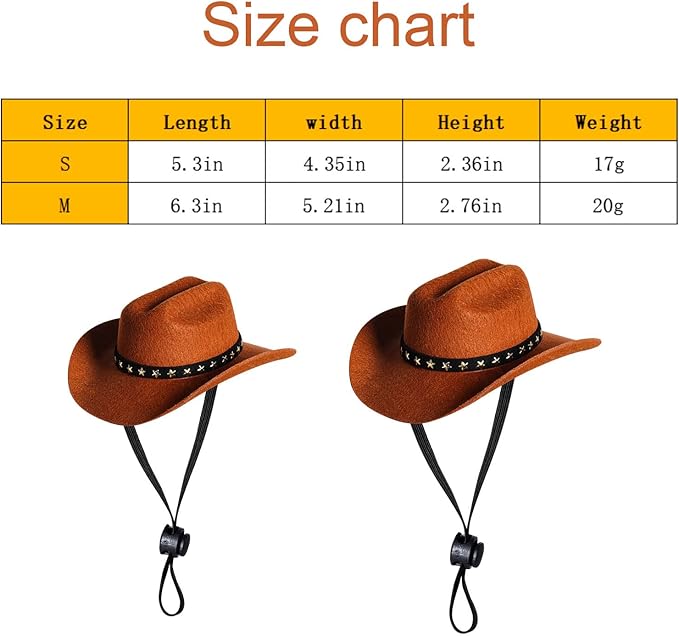 choyaxo Pet Cowboy Costume Cosplay Cap Halloween Costumes for Dogs Cat Pet Party Decoration Mini Cowboy Hat (Brown, Medium)