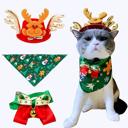 Christmas Costume for Pet Merry Christmas Bandanna Christmas Hat for Dog Cat Christmas Bandanna (Small)