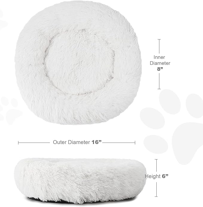 Aurako Cat Bed Dog Bed Round Cushion Pet 16" Milky