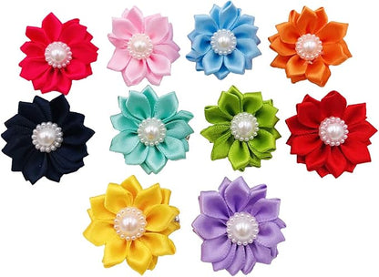 PET SHOW 10pairs Flower Small Dogs Hair Bows 10 Colors