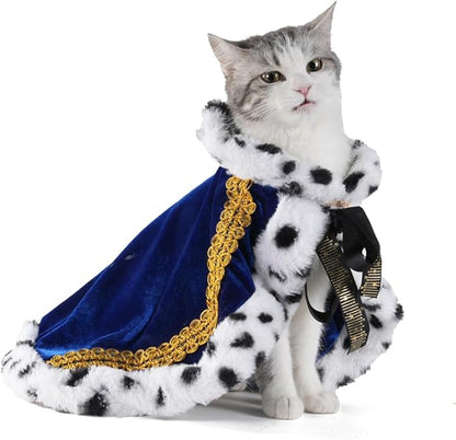 Lovelyshop pet serial Lux Fur Blue Cat Dog Cloak for Halloween costumes