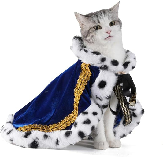 Lovelyshop pet serial Lux Fur Blue Cat Dog Cloak for Halloween costumes