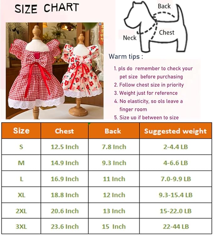 ANIAC Plaid Dog Dress with Leash Ring Girl Dog Clothes for Small Dog Bow Decor Red Cat Dress for Cat only Holiday Puppy Clothes for Chihuahua Yorkie Dachshund Pomeranian (2XL
