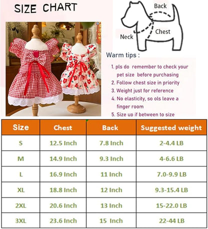 ANIAC Plaid Dog Dress with Leash Ring Girl Dog Clothes for Small Dog Bow Decor Red Cat Dress for Cat only Holiday Puppy Clothes for Chihuahua Yorkie Dachshund Pomeranian (2XL