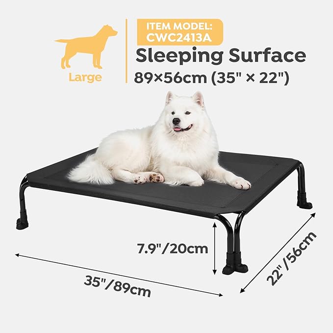 Veehoo Elevated Dog Bed 35" x 22", Black