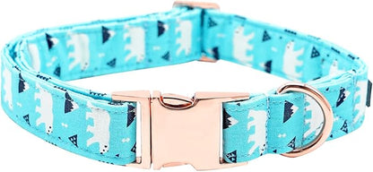 Dog Collar, Blue Bear Print Dog Collar Pet Collar Girl or Boy Pet Collar Dog Summer Durable Dog Collar Adjustable Dog Collar for Small Medium Large Dogs