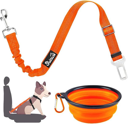 SlowTon Dog Car Seat Belt (Orange,1 Pack)