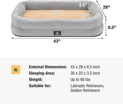 Veehoo XL Dog Bed for Large Dogs 4-Sides Bolster
