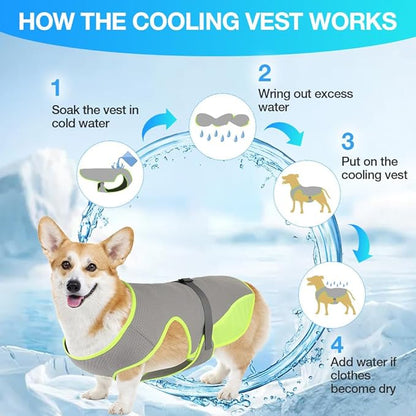 Dog Cooling Vest for Summer, Lightweight Jacket Dog Cooling Shirt, UV Protection Cooling Harness for Outdoor Activity with Breathable Mesh (Green, X-Large)