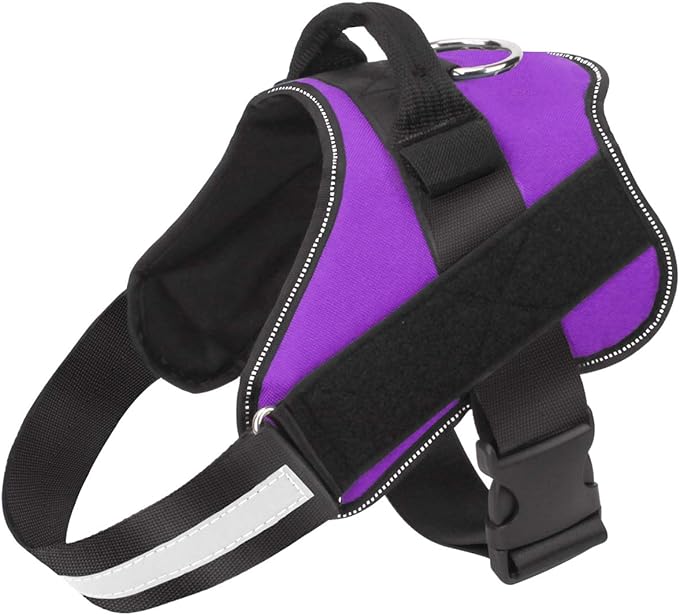 Bolux Dog Harness, No-Pull Reflective Dog Vest, Breathable Adjustable Pet Harness with Handle for Outdoor Walking - No More Pulling, Tugging or Choking (Purple, M)