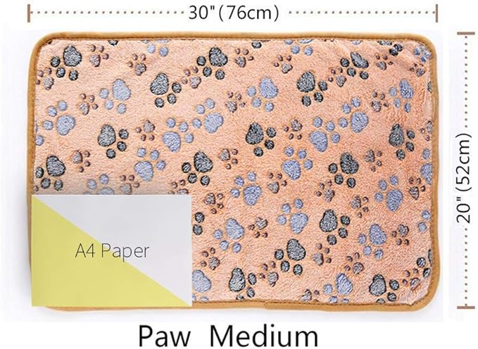 1 Pack 3 Blankets Super Soft Fluffy Premium Fleece Pet Blanket Flannel Throw for Dog Puppy Cat Paw Brown/Pink/White Medium(30x20 inch)