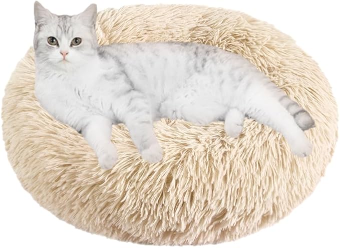 otoez Round Donut Dog Bed for Medium Dogs (31.5", Taupe)