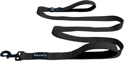 ShawnCo Dream Walk Dog Leash- Premium, Nylon Pet Leash with Soft Neoprene Handle for Small, Medium and Large Dogs (Midnight, M/L 6FT w/ 2 Handles)