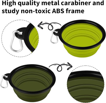 COOYOO Collapsible Dog Bowl,2 Pack Collapsible Dog Water Bowls for Cats Dogs,Portable Pet Feeding Watering Dish for Walking Parking Traveling with 2 Carabiners