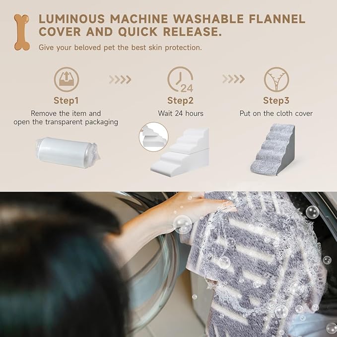 Dog Stairs for High Bed 24 Inches Tall 5 Steps