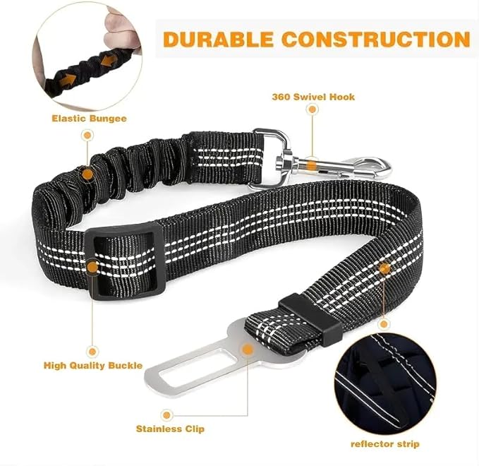 2 Piece Set Adjustable Harness for Dog seat Belt for Large and Small Dogs. Retractable Cup Useful for Them. Dog seat Belt for car